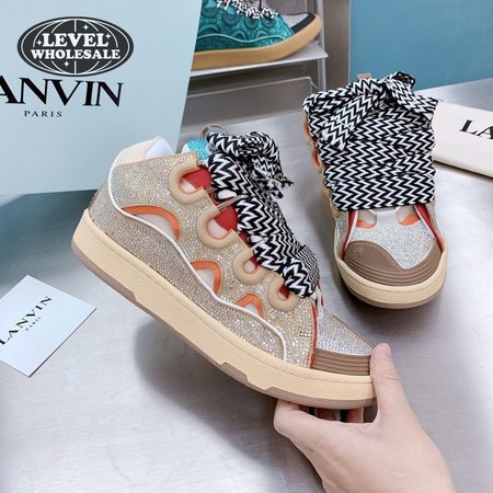 LANVIN Curb sneakers in Leather and strass beige STRA-H2105 Size 35-45